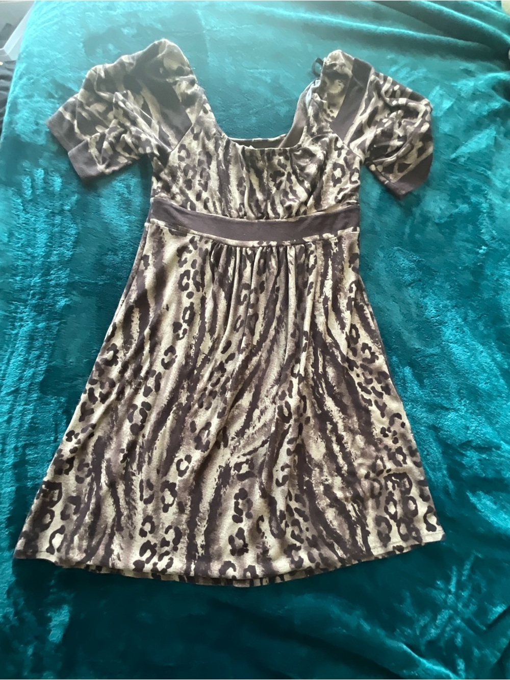 Studio Brown and Taupe Animal Print Girls' Dress